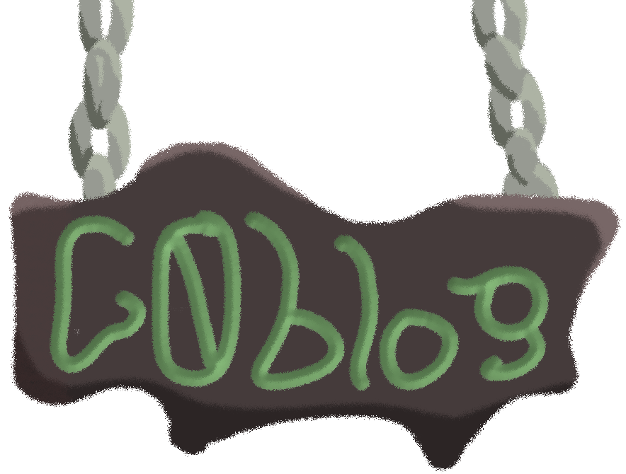 a hanging wooden sign that says G0blog